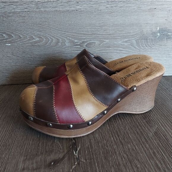 Vintage 90s Fashion Bug Patchwork Stud Mules Clogs Size 10 - Picture 4 of 11